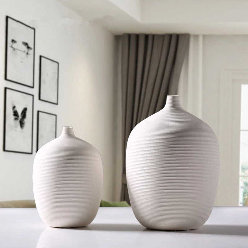 New Modern Style Chinese Porcelain Vases White Thread Ceramic Vases for Wedding And Home Decoration Office Flowers 22