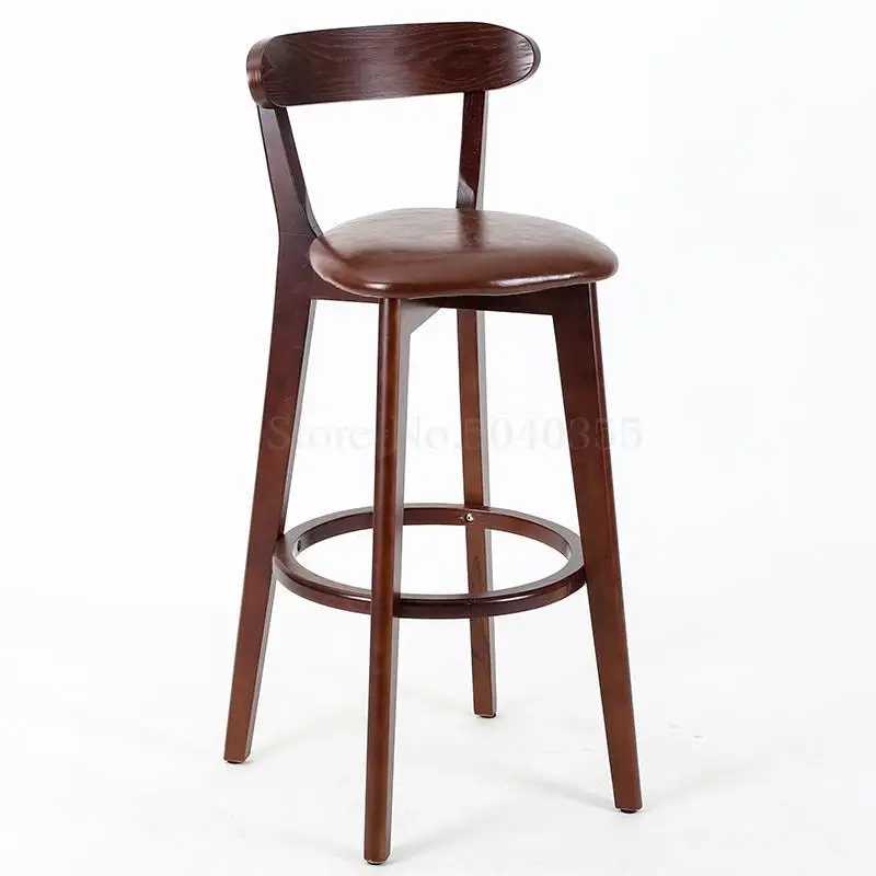 Твердый деревянный барный стул Скандинавский современный минималистичный домашний высокий барный стул кресло Касса стол передний барный стул обеденный стул - Цвет: Unit cm 11