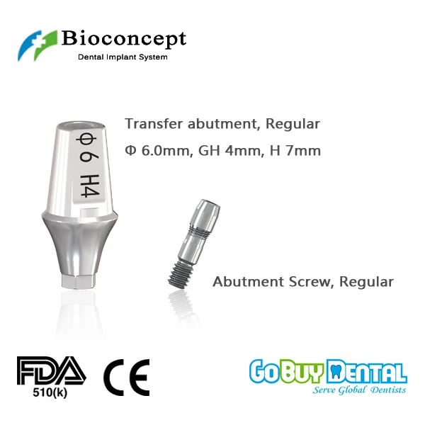 

Osstem TSIII&Hiossen ETIII abutment compatible Hexagon RC transfer abutment D6.0mm, gingival height 4mm, height 7mm(331390)