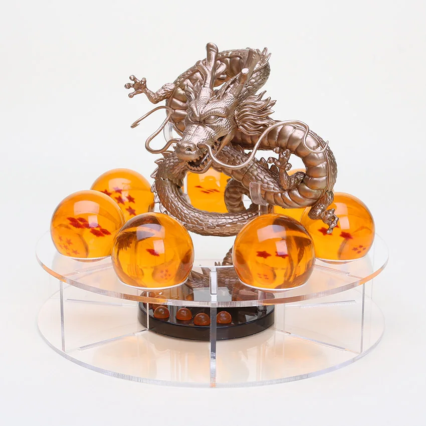 7 шт. 3,5 см Хрустальные драконы шары и 1 акриловая полка и 15 см Shenron Shenlong Dragon Ball Z фигурки с Драконий жемчуг набор