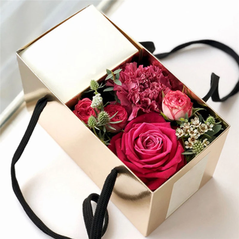 Корейский чистый цвет квадратный складной цветок бумажные коробки флорист подарочная упаковка коробки вечерние подарочная упаковка картон
