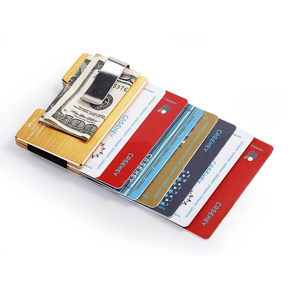 

Hot Men Aluminum Alloy Wallet Money Clip Wallet RFID Blocking Slim Cash Credit Card Holder Purse BVN66