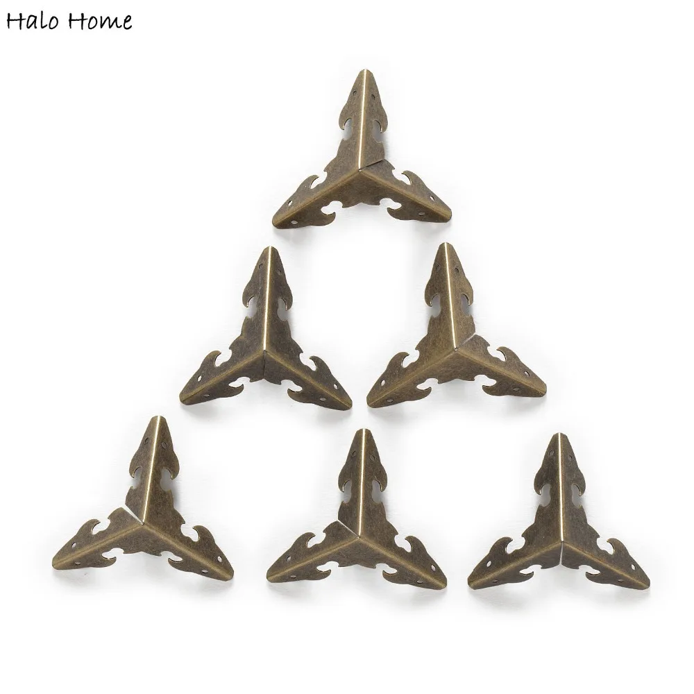 10 Piece Antique Bronze Plated Hollow Luggage Decorative Protectors Corner Wooden Case Decorative Table Box Bags 41x30mm