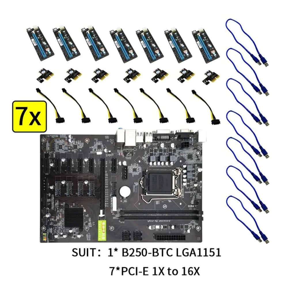 B250 BTC 6PCI-E настольный компьютер материнская плата с 7 отделами для карт плата PCIE 1X для 16x PCI-E слот для материнской платы Поддержка GTX1050TI 1060TI