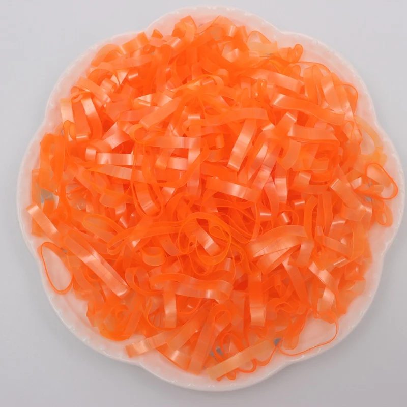 Новые Однотонные резинки Черный Ширина 4 мм аксессуары для волос для девочек Детские эластичные резинки для волос женские Head rope 100 шт./лот TPU228 - Цвет: orange
