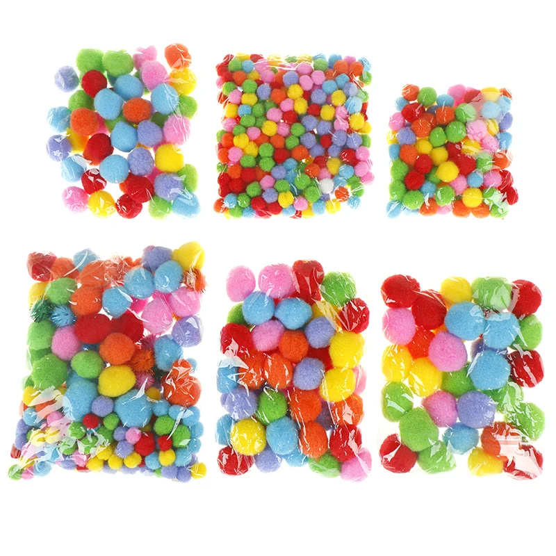 

30-300Pcs Mix Size 10mm 15mm 20mm 25mm 30mm Random Mixed Color Pompom Soft Pom Pom Balls For DIY Kids Toys Accessories