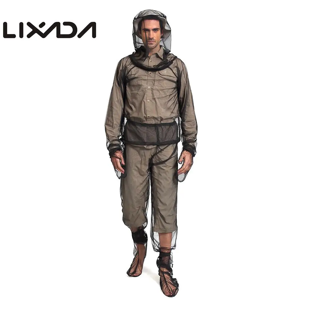 

Lixada Outdoor Fishing Vest Adventure Anti-mosquito Anti-bee Clothing Perspective Suits Fly fishing clothes +socks+Pants+mitts