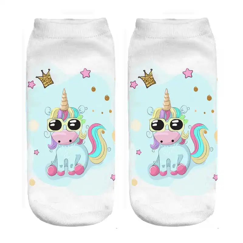 Новые Harajuku 3D носки с единорогами женские Kawaii лодыжки Licorne женские носки Calcetines Mujer - Цвет: Армейский зеленый