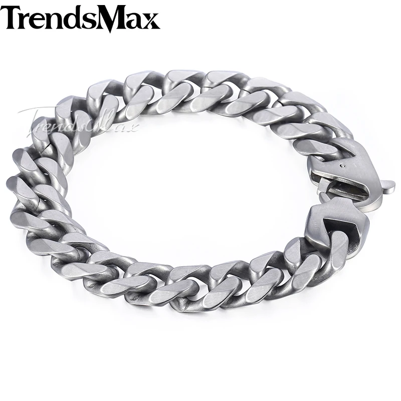 Large Stainless Steel Silver Curb Chain Casting ID Bracelet men Jewelry 15mm 9/'/'