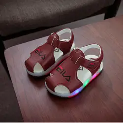 Детские сандалии со светодиодной подсветкой, модная детская обувь 2019, летняя обувь, сандалии для мальчиков, легкая обувь