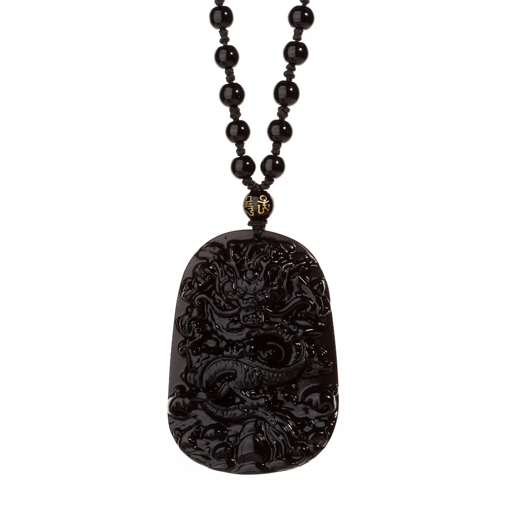 

Powerful Dragon Obsidian Stones Beaded Necklace Men Lucky Jewelry