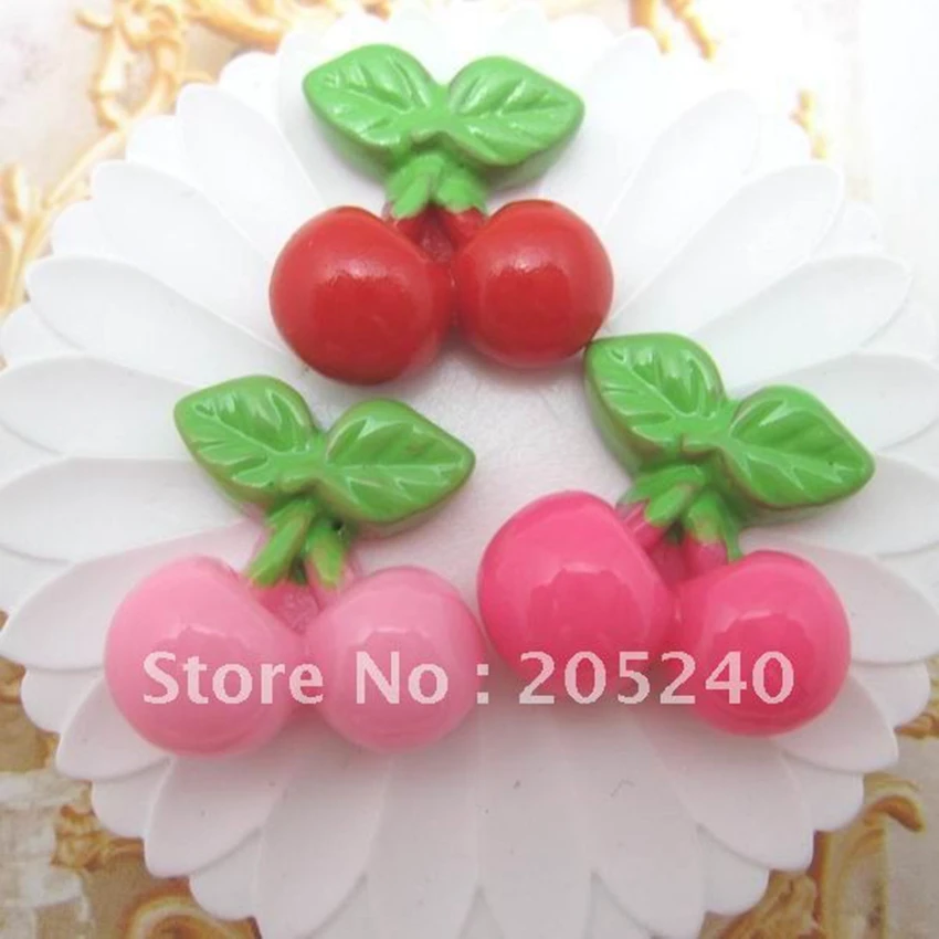 For DIY Phone Decoration 20pcs Hot Sale Cute Flat Back Resin Cabochons Lovely Cherry | Дом и сад