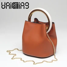 UniCalling, модные женские сумки,, однотонные, с цепочкой, большие кольца, сумка-ведро, универсальные, спилок, сумки через плечо для женщин