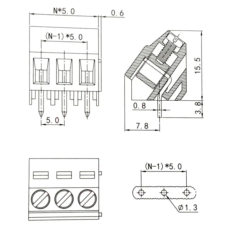 WJ103 pitch 5.0mm size