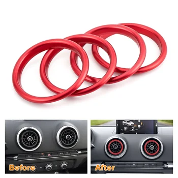 

Aluminum alloy air outlet chrome trim ring car dashboard A/C air vents cover sticker decoration for Audi A3 S3 2012-2016 Q2 2017