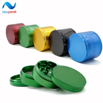 

Navpeak 10pcs/lot 4-piece 2.5 inches aluminium grid lines on covers herb grinder smoking metal grinder tobacco cigarette cutter