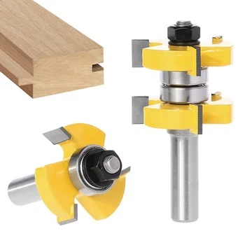 

2pcs 1/2 inch Shank high quality Tongue and Groove Joint Assembly Lock Miter Router Bit Set 1-1/2 inch Stock Wood Cutting Tool