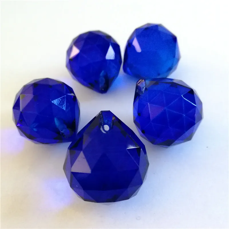 

50pcs 15mm Dark Blue Glass Crystal Faceted Ball Hanging Pendants For House Decoration Wholesales