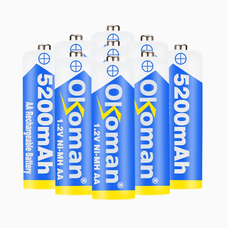 4 20 шт. Okoman 1 2 V 5200mAh NI MH AA предварительно заряженные аккумуляторные батареи