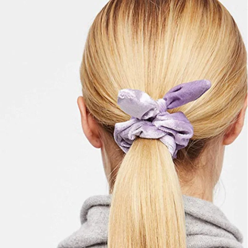 New Fashion Women Headbands Casual Solid Hair Bands Brand Colorful Polyester Elastic Hairband Rabbit Ears Hair Rope Ring