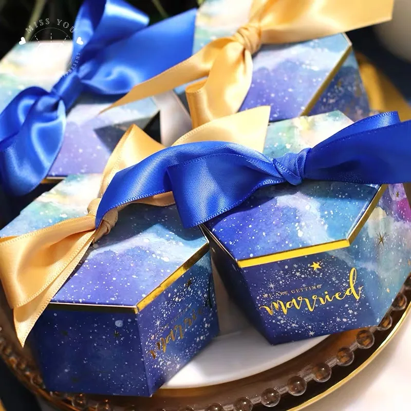 50 шт. европейские креативные королевские голубые небесные конфеты коробки, свадебные сувениры украшения для вечеринки сувениры подарок коробка