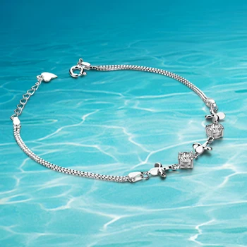 

Bracelet! real 925 sterling silver bracelets,sweet romantic natural stone bracelet; Double thread exquisite woman 925 jewelry