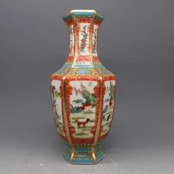 

7 Antique QingDynasty porcelain vase,Enamel painted gold Zodiac bottle Hand-painted crafts,Collection&Adornment,Free shipping
