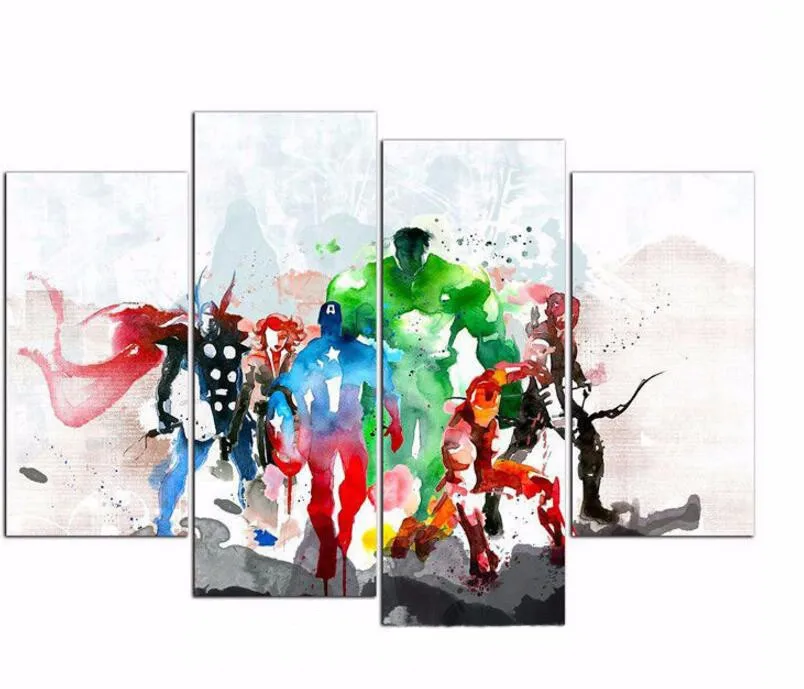 

4 Pieces Avengers Modern Canvas Paintings Unframed cuadros print wall art hanging pictures for living room Poster and Print