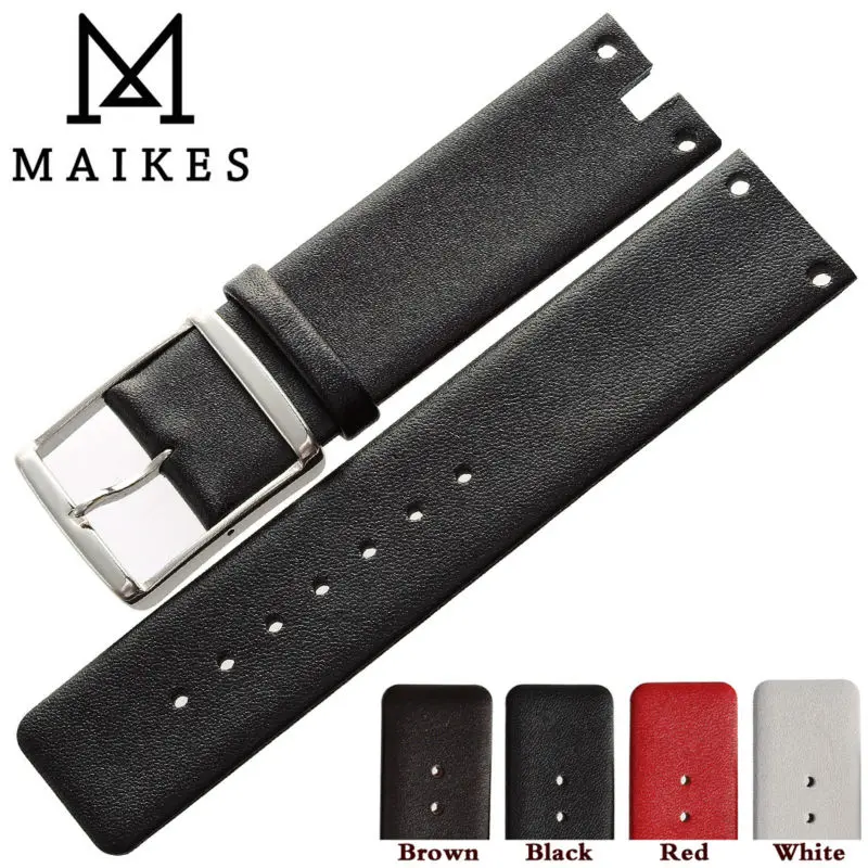 Ремешок для часов MAIKES тонкий мягкий чехол из натуральной телячьей кожи