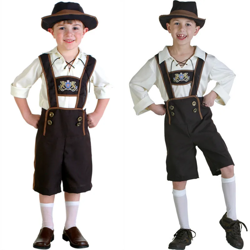 Малыш Октоберфест lederhosen с Подтяжки для женщин костюм для мальчика костюмы на Хэллоуин вечерние Размеры размеры S M L XL