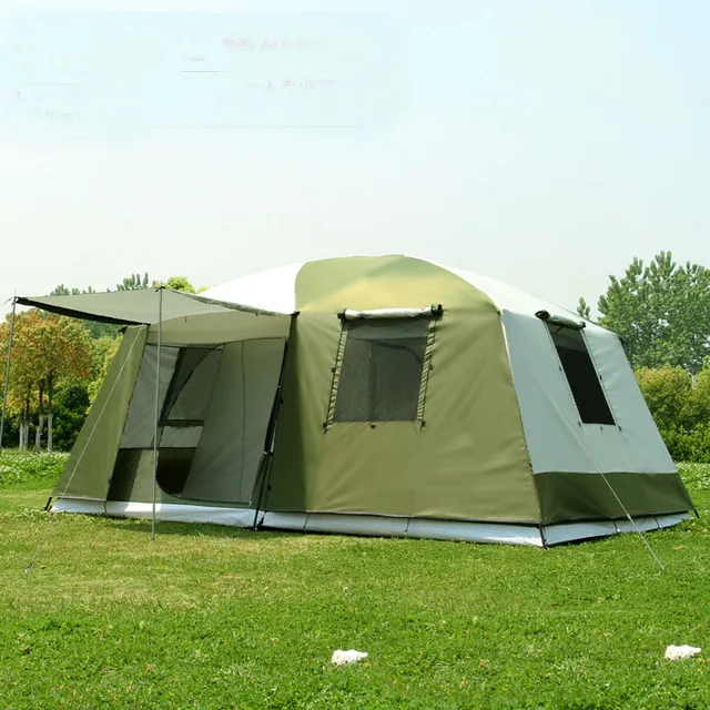 Cheap Upgrade materials 2015 Big tent outdoor camping 10-12people high quality luxury family/party 2room 1hall outdoor camping tent