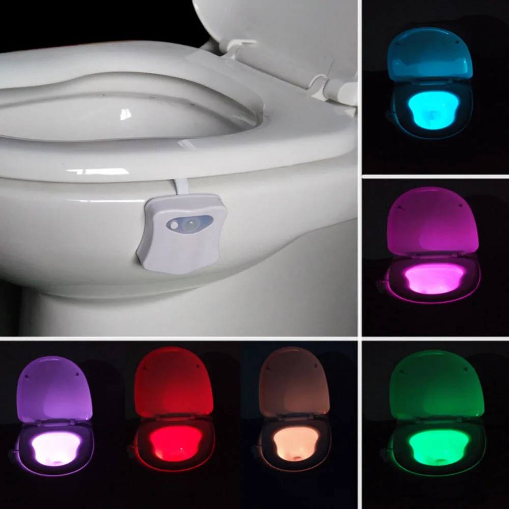 

Toilet Light Colorful Motion Sensor PIR Automatic LED Night Light Hanging Bowl with Color Setting Battery Operated