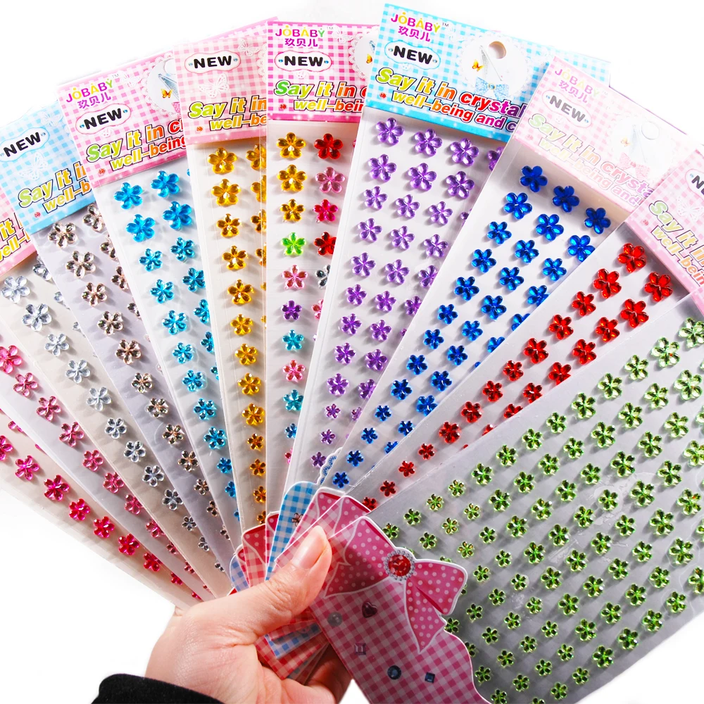 1set Flower Motif Acrylic Rhinestone Mobile Phone PC Car Art diy Self Adhesive Decal Styling Flatback Nail Decoration Stone | Красота и