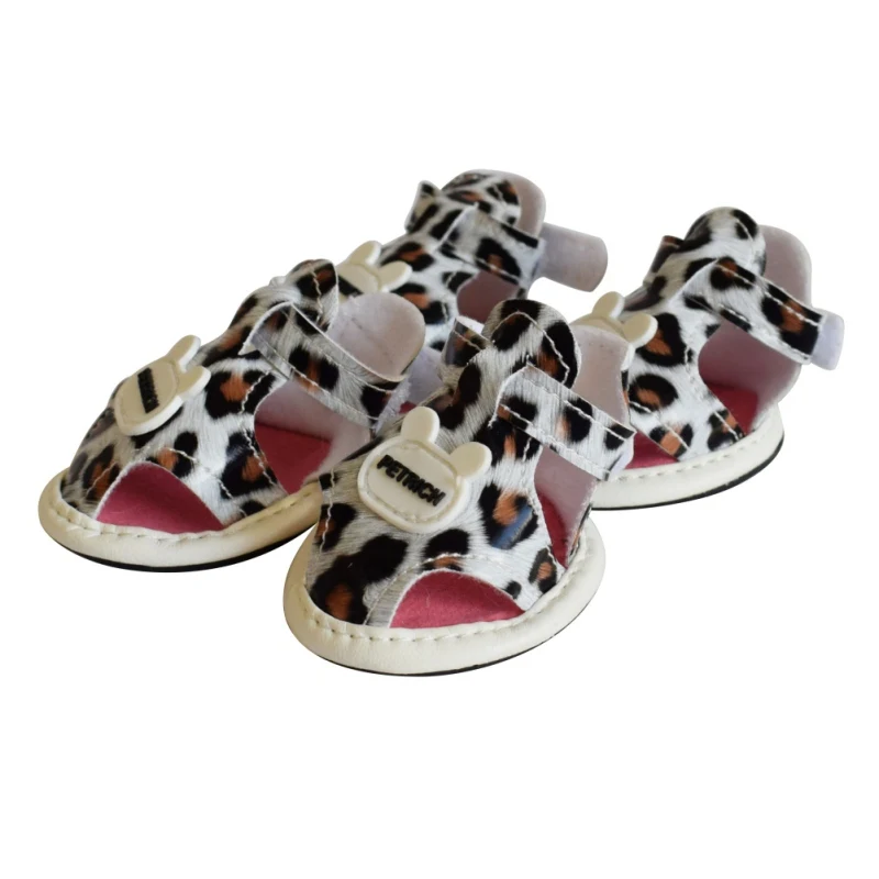 Летняя модная леопардовая обувь для собаки питомец Обувь для собак чихуахуа PU Обувь для собаки питомец продукт обувь 3 цвета 5 размер