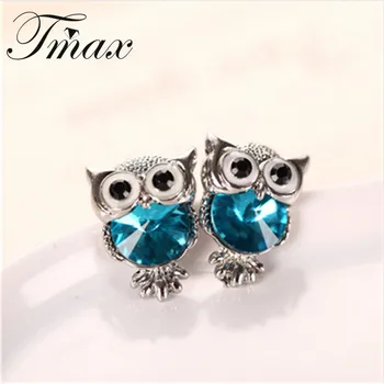 New Design Crystal Women Charms Owl Stud Earrings Cute Colors Fashion Jewelry White Trendy For Wedding Brincos 999