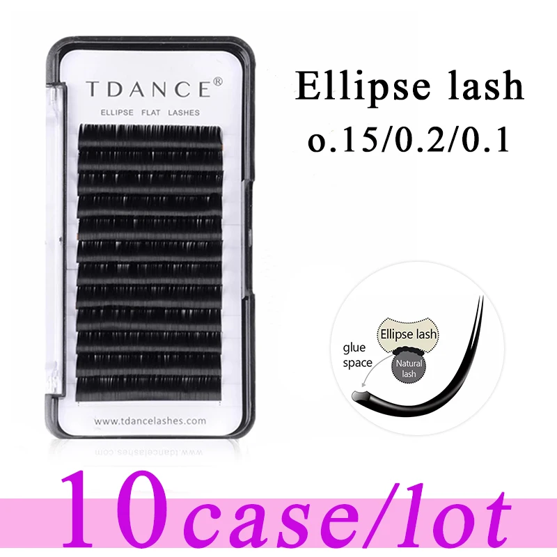 

TDANCE 10tray/lot Flat Ellipse Eyelash Extensions split tips ellipse shaped natural light false ellipse eyelashes