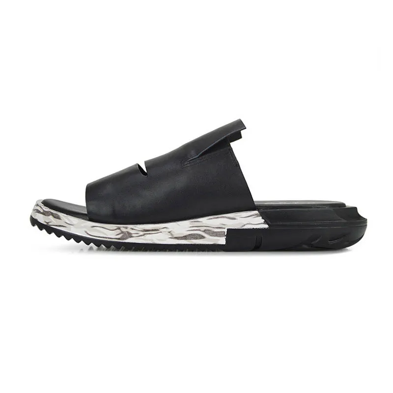 La 45 On Fondo Tamaño Sandalias Grande Genuino Marca Planos Hombres Zapatos Cuero Estilo Nueva Calidad Slip Hombre De Grueso Moda Alta white Black Coreano Casuales Bnq7UWRdd
