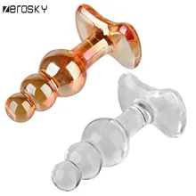 Zerosky glass dildo small crystal anal beads butt plug fake penis artificial dick with box adult sex toys for gay women men