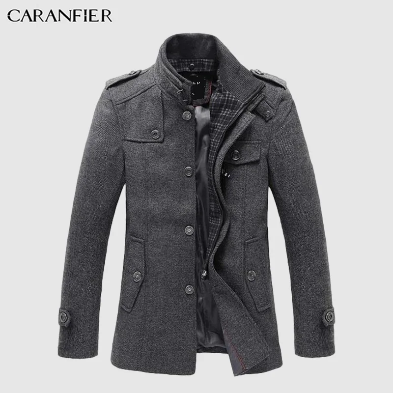 Новинка зимнее шерстяное пальто CARANFIER приталенные куртки модная верхняя одежда