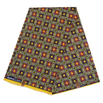 

6Yards Ankara Plaid Polyster Fabric Fashionable Wax African Batik Cloth Fabric For Women Dress Suit Nigerian Wax Fabric