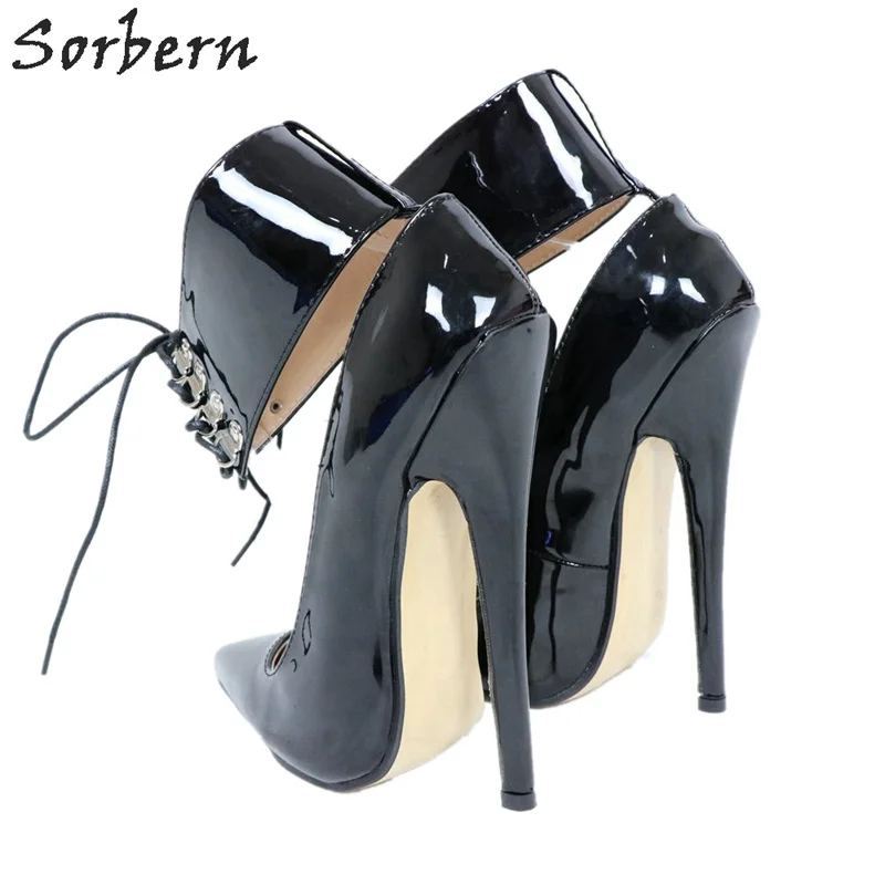 Black custom 18 Tamaño Negro Color Negros Charol Puntiagudos Sorbern Altos Stilettos Las De Los Pies Gran Zapatos Spike Mujeres Tacones Cm Dedos Bombas Damas Mujer Bwdgxd1