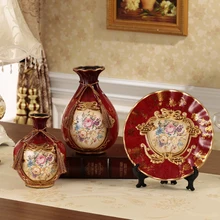 Ваза с ораментами Европейский ретро вход из трех частей гостиной украшение для телевизора предметы интерьера Свадебные украшения