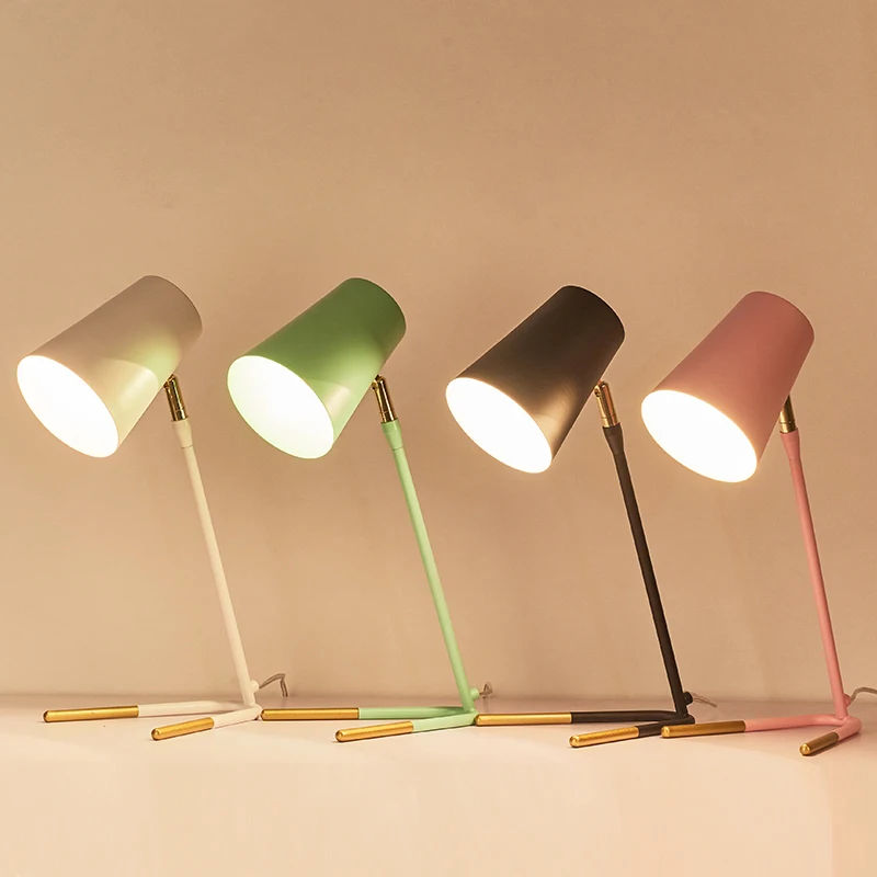 

Nordic Desk Lamp LED Eye Protection lamp Modern Macaron Living Room Table Light Creative Iron Art Bedroom Light Study Lamps