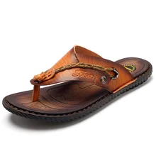 Moda Hombre Zapatillas de cuero Cómodo DE LA PU, 39-44 Hombres Chanclas, Zapatos Talón Plano Ocasional Del Verano Sandalias de Playa para Hombres