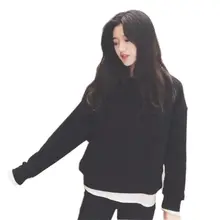 Women Fake Two-piece Sweatshirt Stitching Loose Round Neck Pullover Long Sleeve Casual Thin Section 2018 Tops Femalr Women Fake Two-piece Sweatshirt Stitching Loose Round Neck Pullover Long Sleeve Casual Thin Section 2018 Tops Femalr