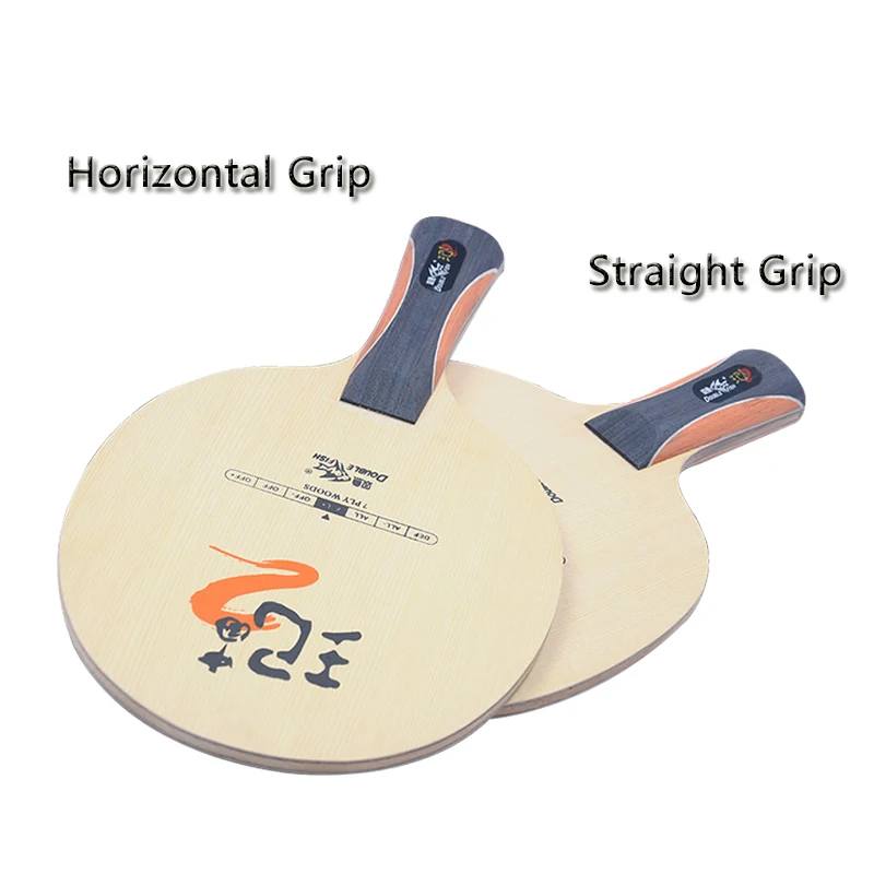 

QIJI All-round Table Tennis 7-layer Cypress Veneer 1 Piece Horizontal Grip/Straight Grip Double Fish Racket Ping-pong Bat