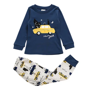

boys cartoon car styling pattern pajamas kids sets night suit children sleepwear baby pyjamas boy nightwear autumn 2-11 year