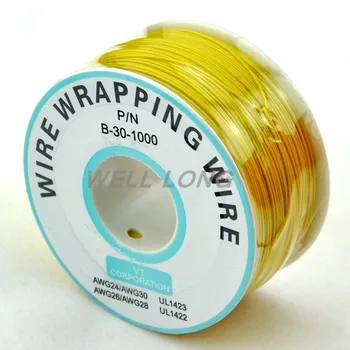 

One Roll Yellow 30AWG Wire Wrapping Wire, Tinned Copper Solid, PVC insulation.