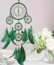 Artesanías con plumas atrapasueños de 50cm x 11cm, carillones de viento marrones hechos a mano, atrapasueños con Red India para colgar en la pared