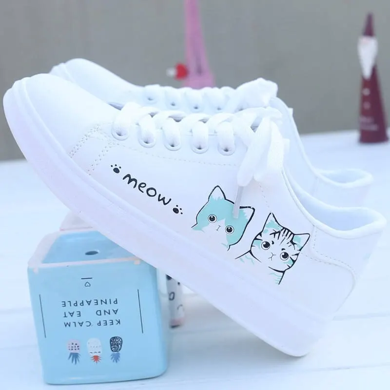 

WENYUJH Printed Casual Shoes Women Shoes Cute Cat 2019 New Arrival Fashion -up Women Sneakers Women Casual Shoes